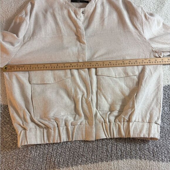 Azel Hazel jacket Womens size Large bomber linen Ivory snap front casual woven - Picture 7 of 12